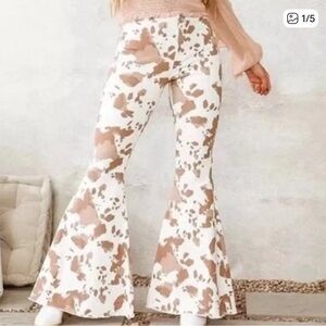 Altar'd State Brown and White Flare Pants